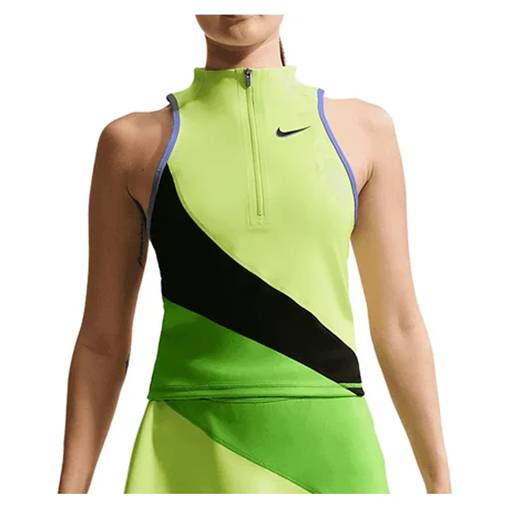 Women's Oz Court Dri-FIT Slam Tennis Tank,Apparel,Nike,736 Lt Lemon Twist/Black,XS,Tennis Express,II2880-736