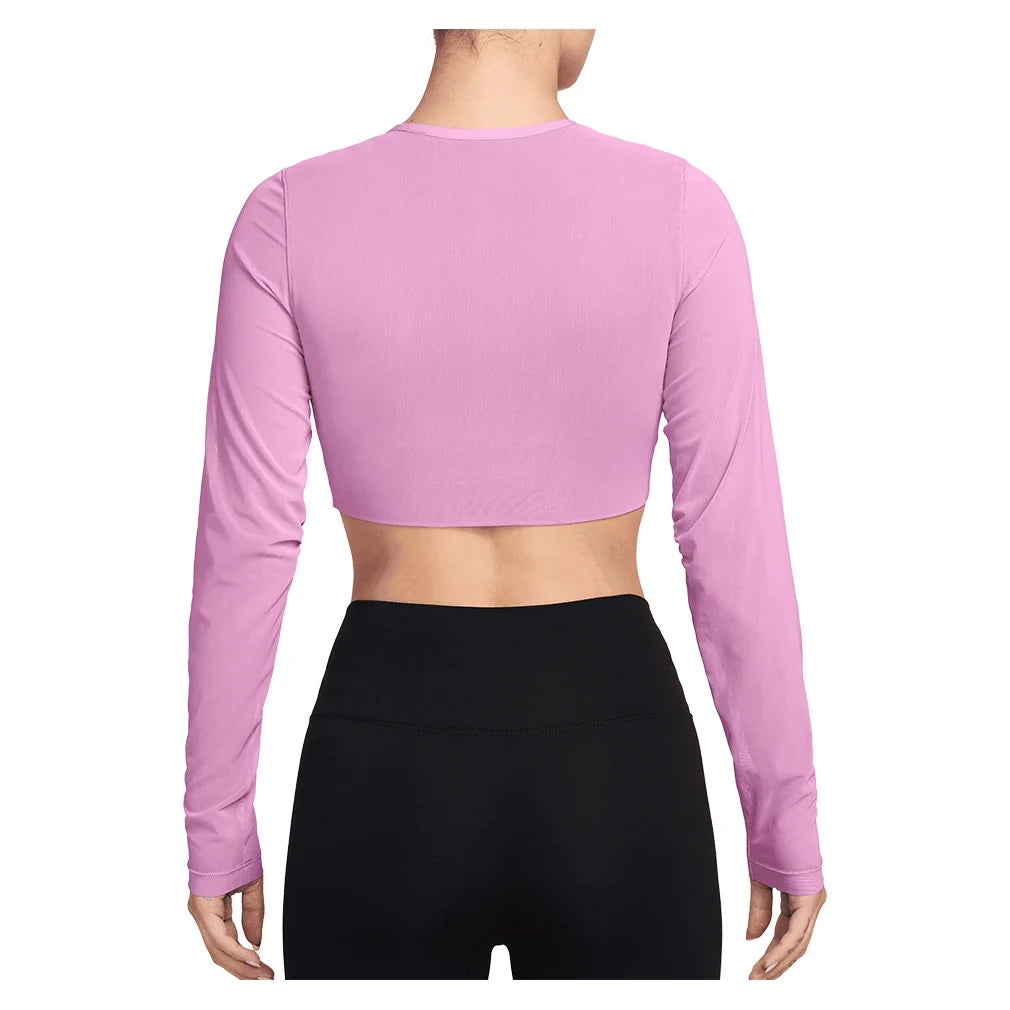 Women's Paris Court Slam Long Sleeve Tennis Crop Top Lt Magenta and Tattoo,Apparel,Nike,,,Tennis Express,II3375-503-1
