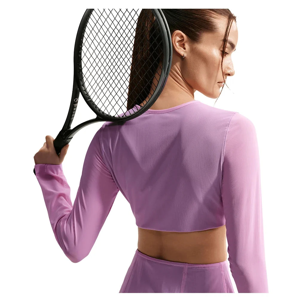 Women's Paris Court Slam Long Sleeve Tennis Crop Top Lt Magenta and Tattoo,Apparel,Nike,,,Tennis Express,II3375-503-3