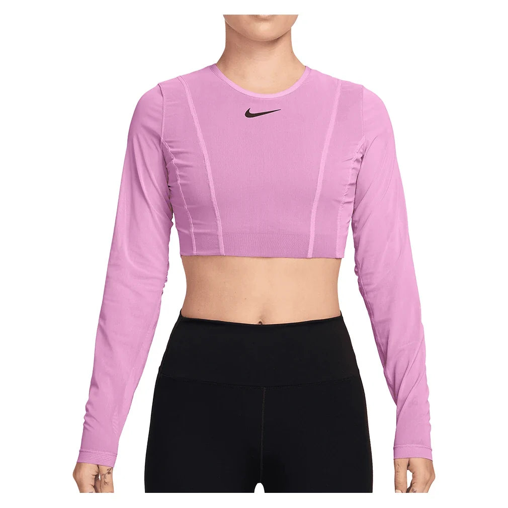 Women's Paris Court Slam Long Sleeve Tennis Crop Top Lt Magenta and Tattoo,Apparel,Nike,Lt Magenta/Tattoo,XS,Tennis Express,II3375-503