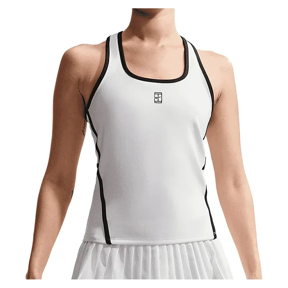 Women's Court Dri-FIT Advantage Novelty Tennis Tank,Apparel,Nike,100 White/Black,XS,Tennis Express,II3606-100