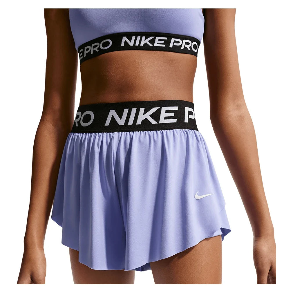 Girls' Pro Dri-FIT 2in1 Knit Training Short Light Thistle and Black-Apparel-Nike-II3640-569-X-Tennis Express