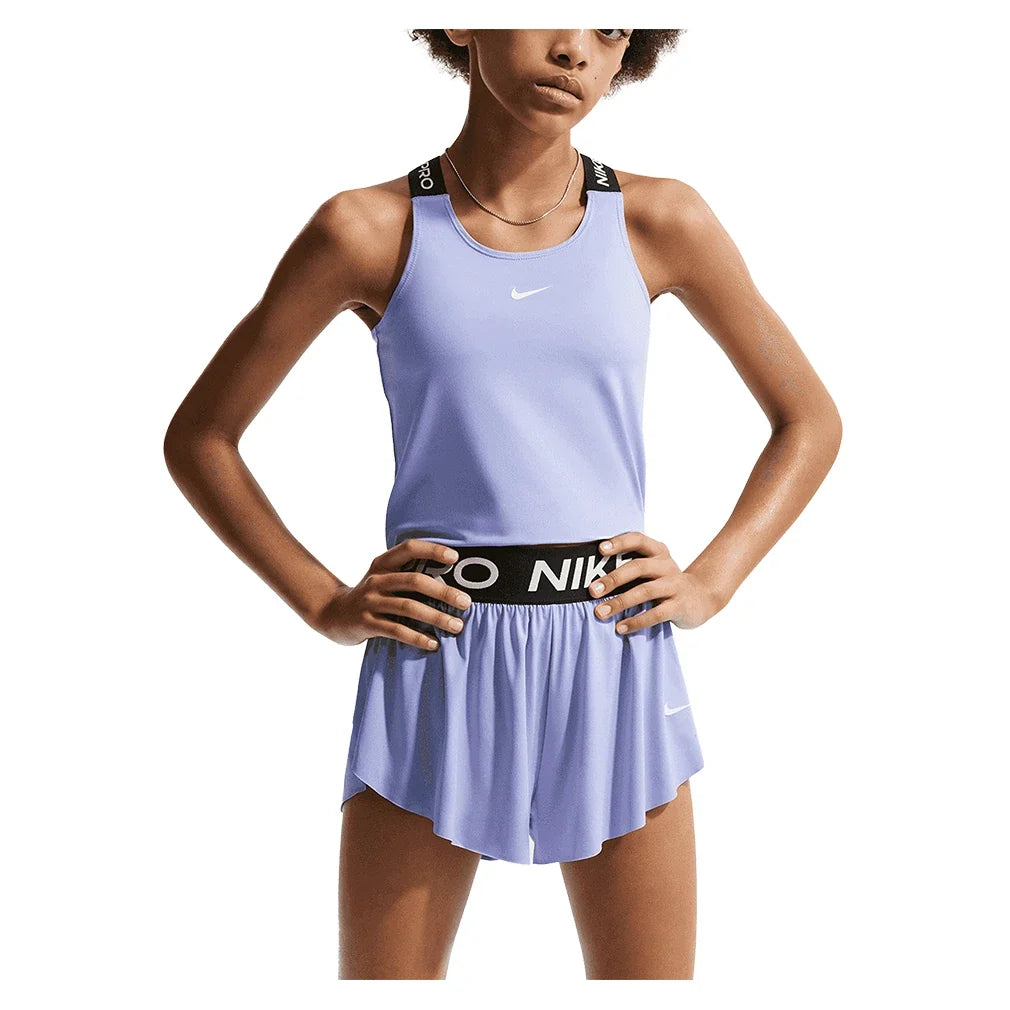 Girls' Pro Dri-FIT 2in1 Knit Training Short Light Thistle and Black-Apparel-Nike-II3640-569-Tennis Express