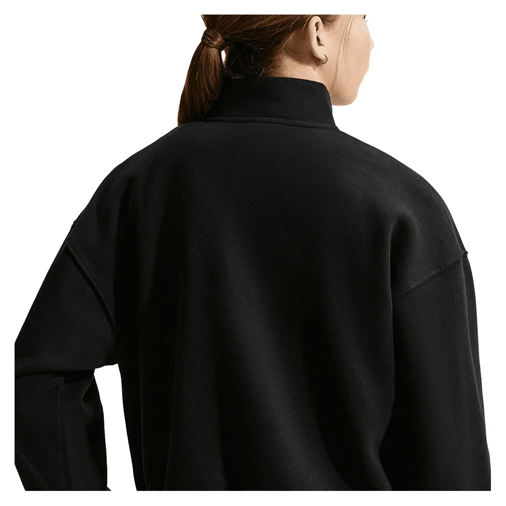 Girls' Sportswear Studio Fleece Oversized 1/4-Zip Top Black and White,Apparel,Nike,,,Tennis Express,IM4948-010-2