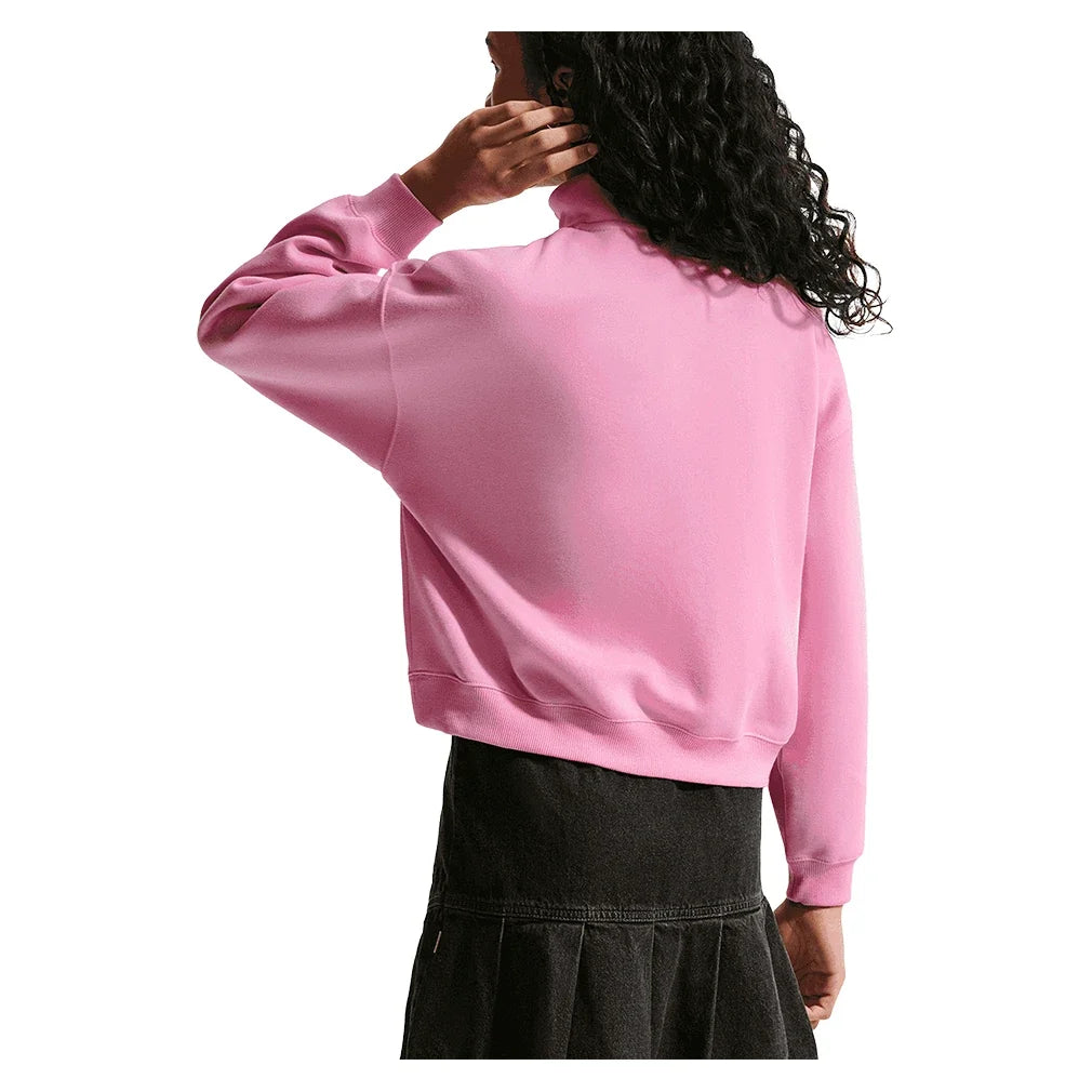 Girls' Sportswear Studio Fleece Oversized 1/4-Zip Top Black and White,Apparel,Nike,,,Tennis Express,IM4948-621_-1