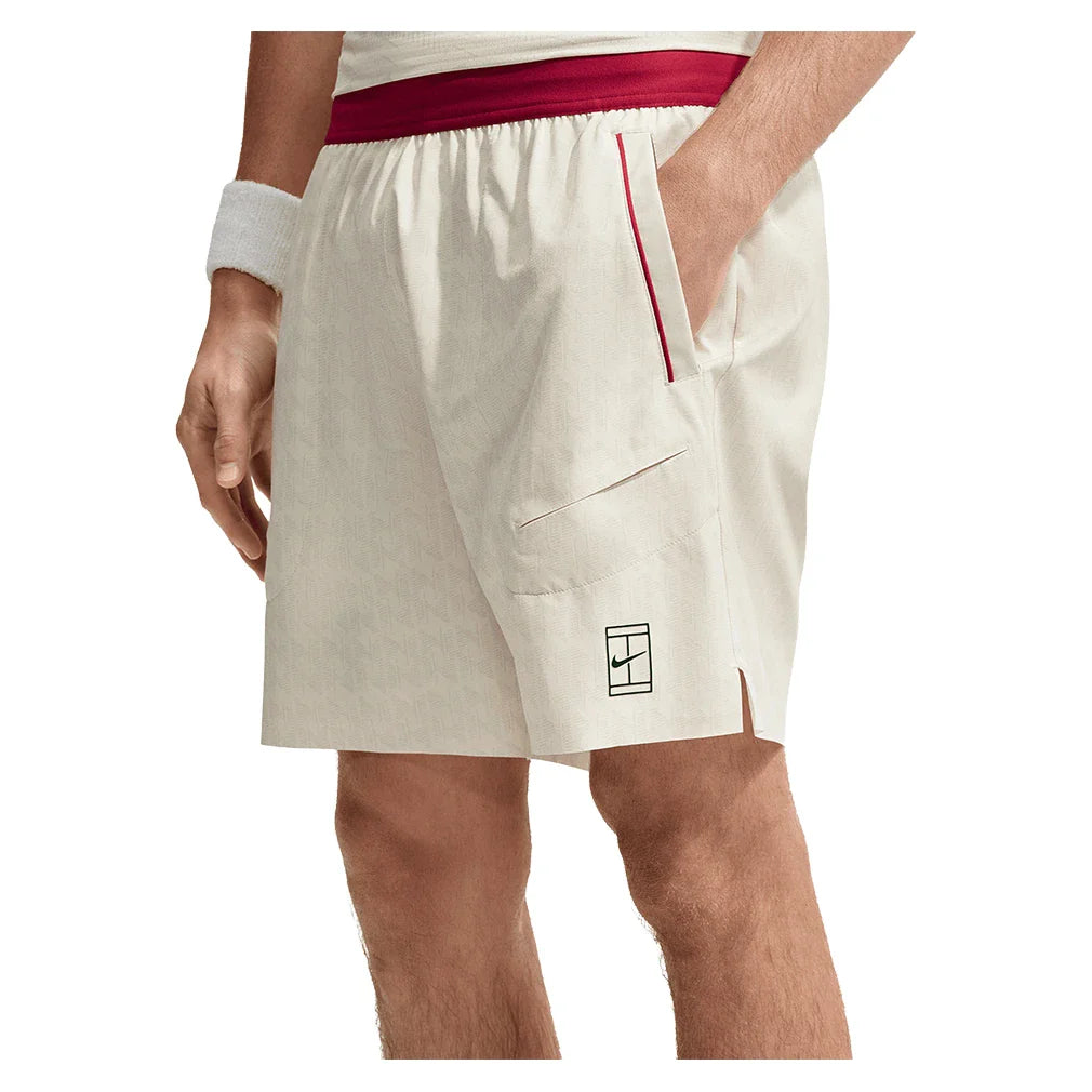 Men's Court Dri-FIT Advantage 6 Inch Print Tennis Short Light Bone and Tough Red,Apparel,Nike,Light Bone/Tough Red,XS,Tennis Express,IM6082-072