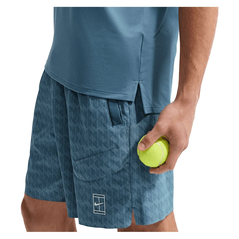 Men's Court Dri-FIT Advantage 6 Inch Print Tennis Short New Slate and Armory Navy,Apparel,Nike,,,Tennis Express,IM6082-438_3