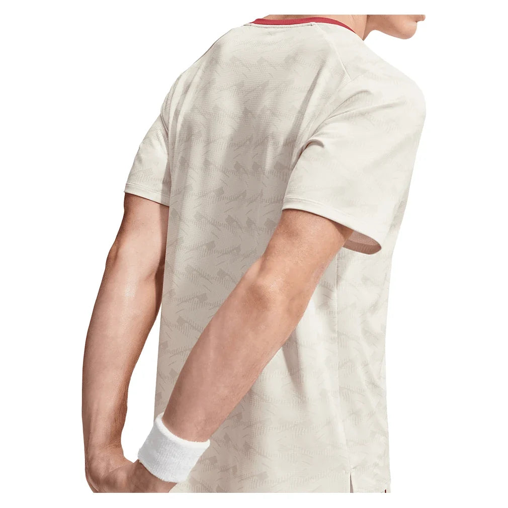 Men's Court Dri-FIT Advantage Print Tennis Top Light Bone and Tough Red,Apparel,Nike,,,Tennis Express,IM6084-072_2