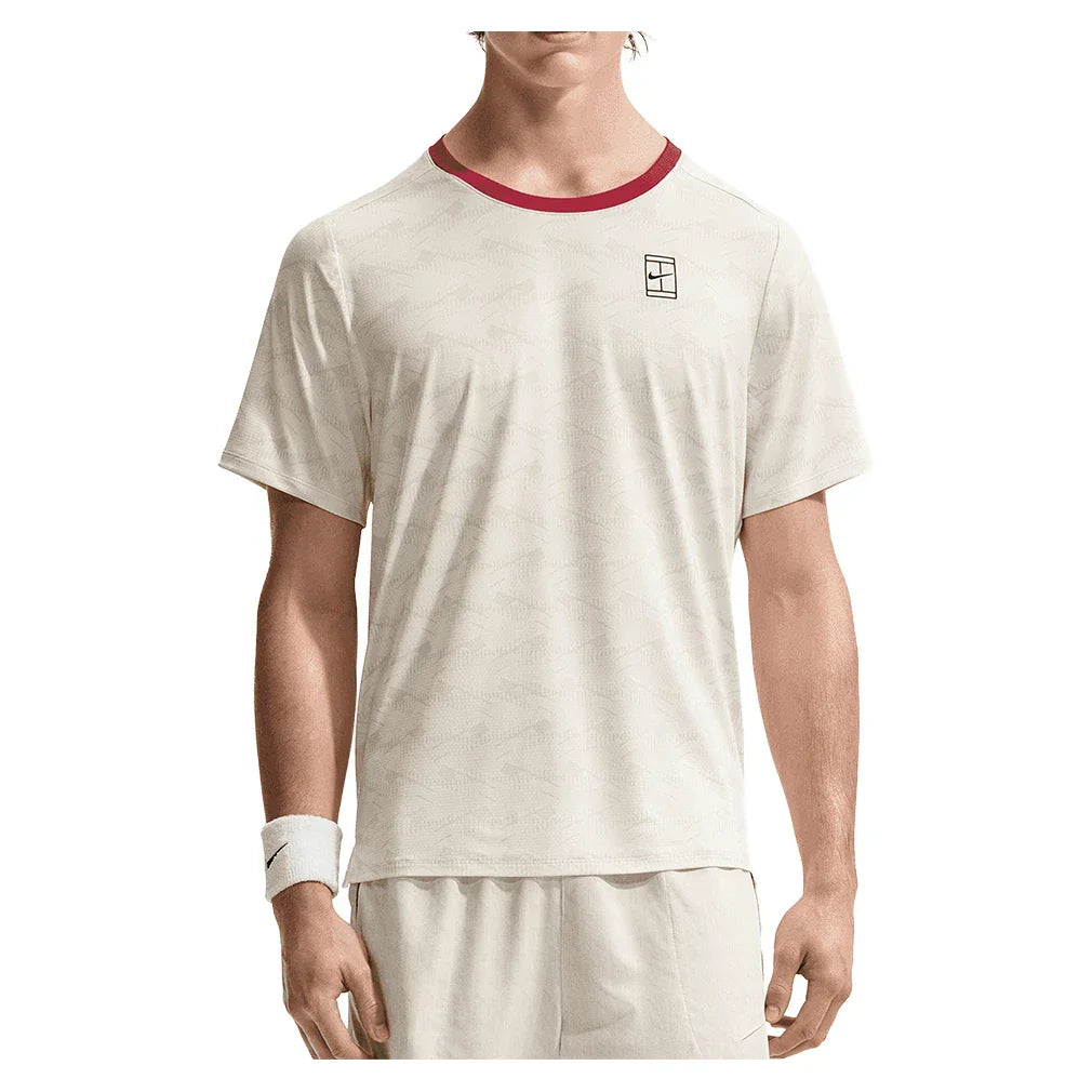Men's Court Dri-FIT Advantage Print Tennis Top Light Bone and Tough Red,Apparel,Nike,Light Bone/Tough Red,XS,Tennis Express,IM6084-072copy
