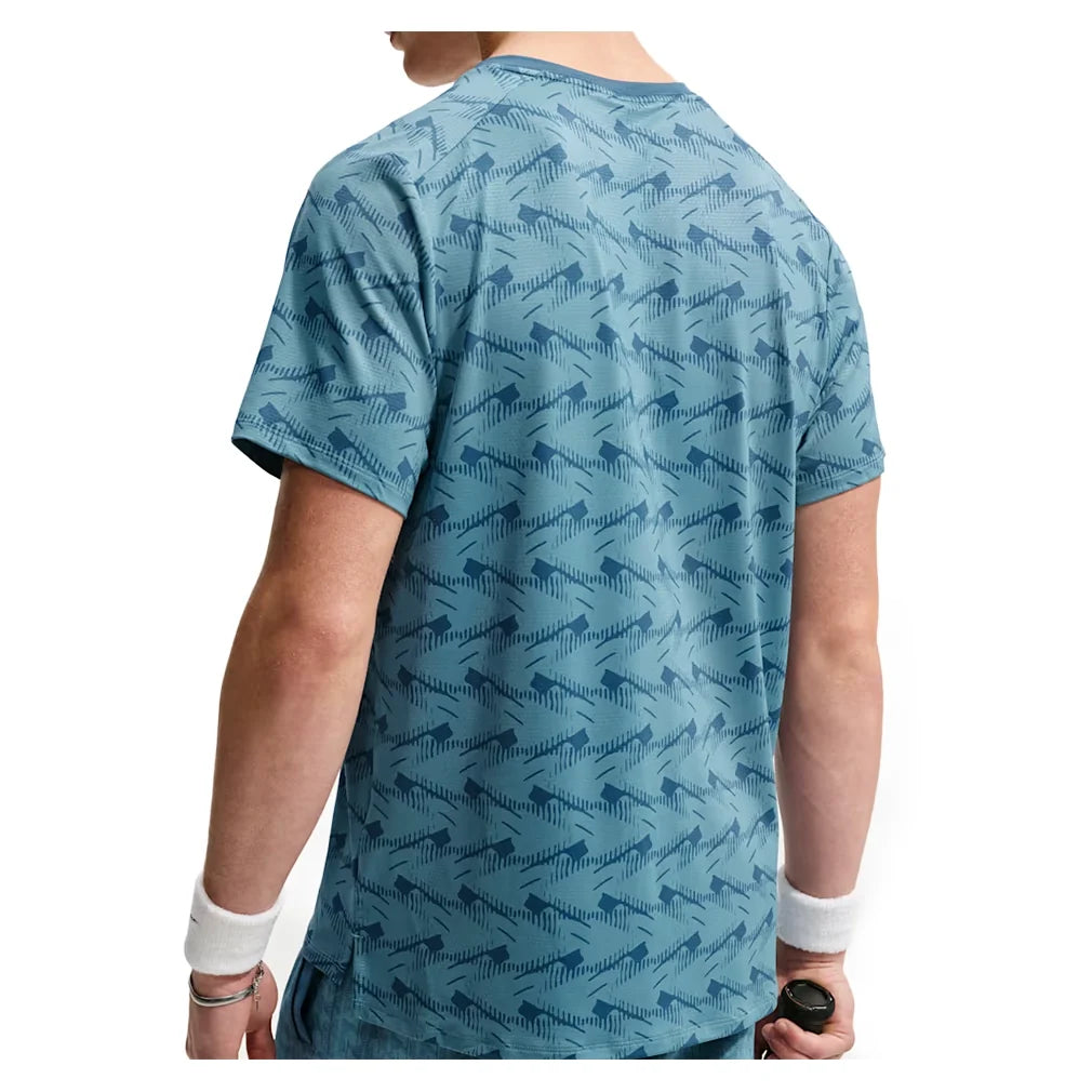 Men's Court Dri-FIT Advantage Print Tennis Top New Slate and White,Apparel,Nike,,,Tennis Express,IM6084-438BF26-1
