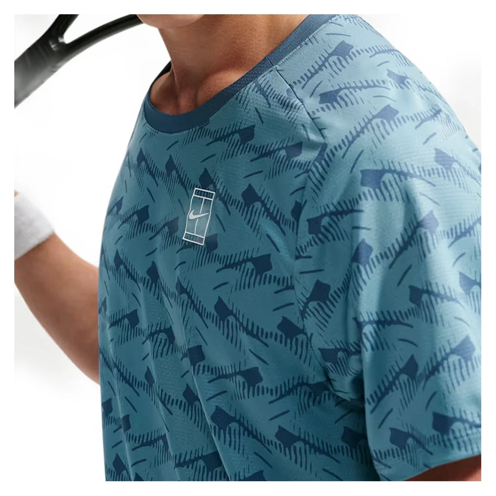 Men's Court Dri-FIT Advantage Print Tennis Top New Slate and White,Apparel,Nike,,,Tennis Express,IM6084-438BF26-3