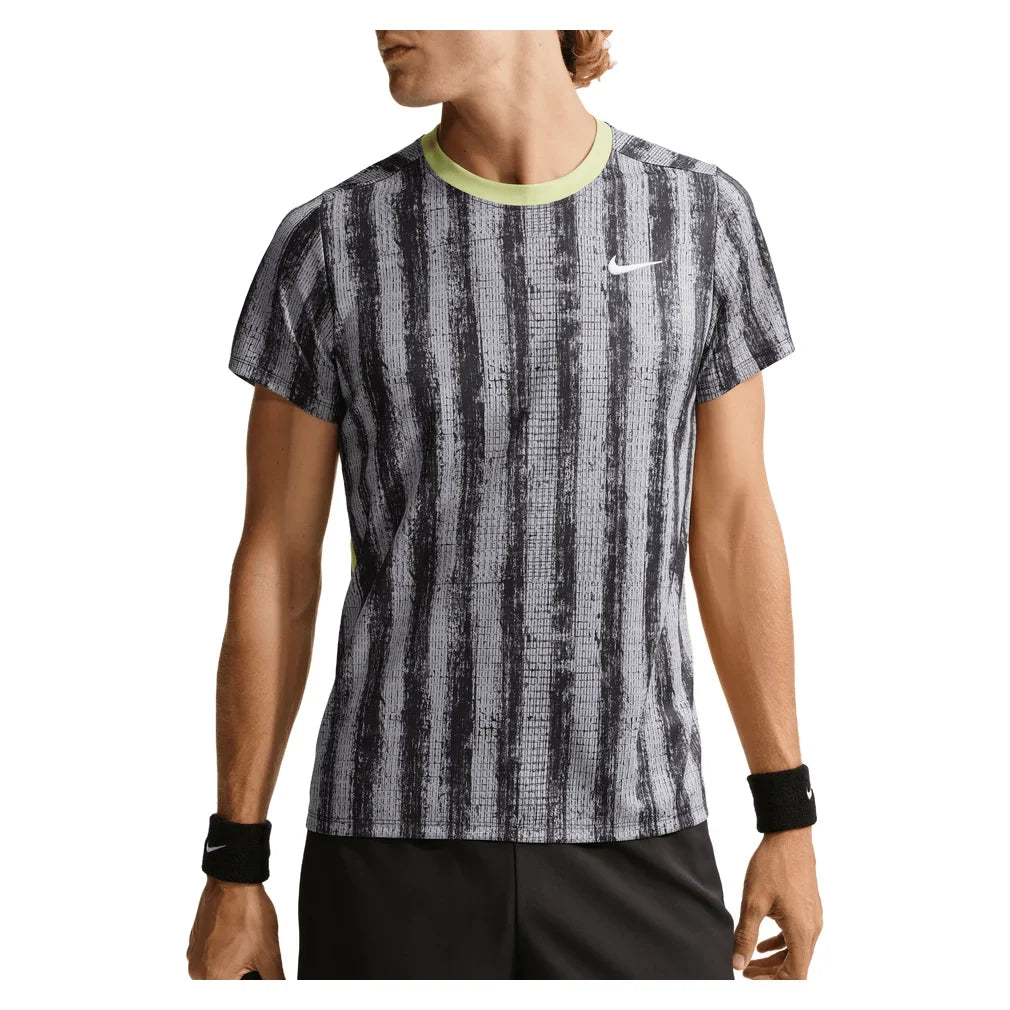 Men's Court Dri-FIT Victory Printed Tennis Top, Nike, 254 Medium Ash/Lt Lemon Twist, Tennis Express, IM6086-H26-254-MEDIUM-ASH-LT-LEMON-TWIST-1