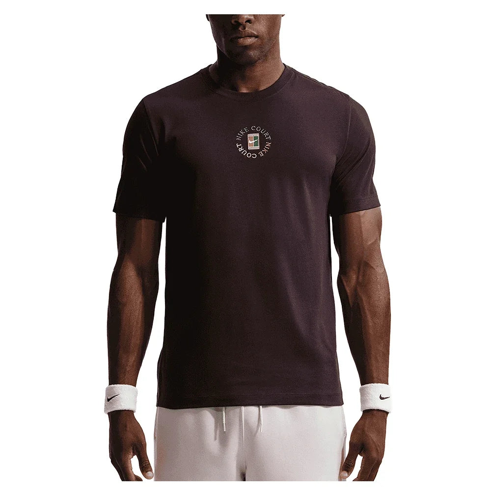 Men's Court Heritage Tennis Tee,Apparel,Nike,647 Burgundy Ash,XS,Tennis Express,IM6128-647