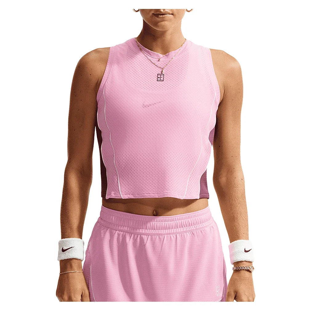 Women's Court Dri-FIT Advantage Novelty Tennis Tank,Apparel,Nike,621 Pink Rise/Black,XS,Tennis Express,IM9409-621_0