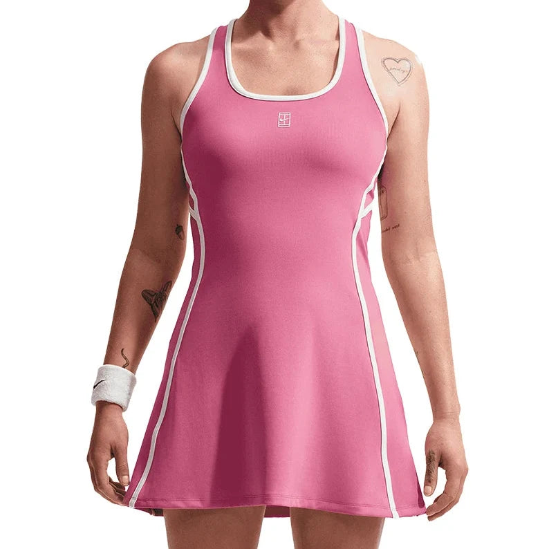 Women's Court Dri-FIT Advantage Novelty Tennis Dress Peony and White,Apparel,Nike,Peony/White,XS,Tennis Express,IO0475-641
