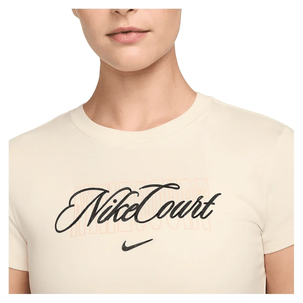 Women's Court Heritage Tennis Tee Chalk,Apparel,Nike,,,Tennis Express,IO4245-102-2