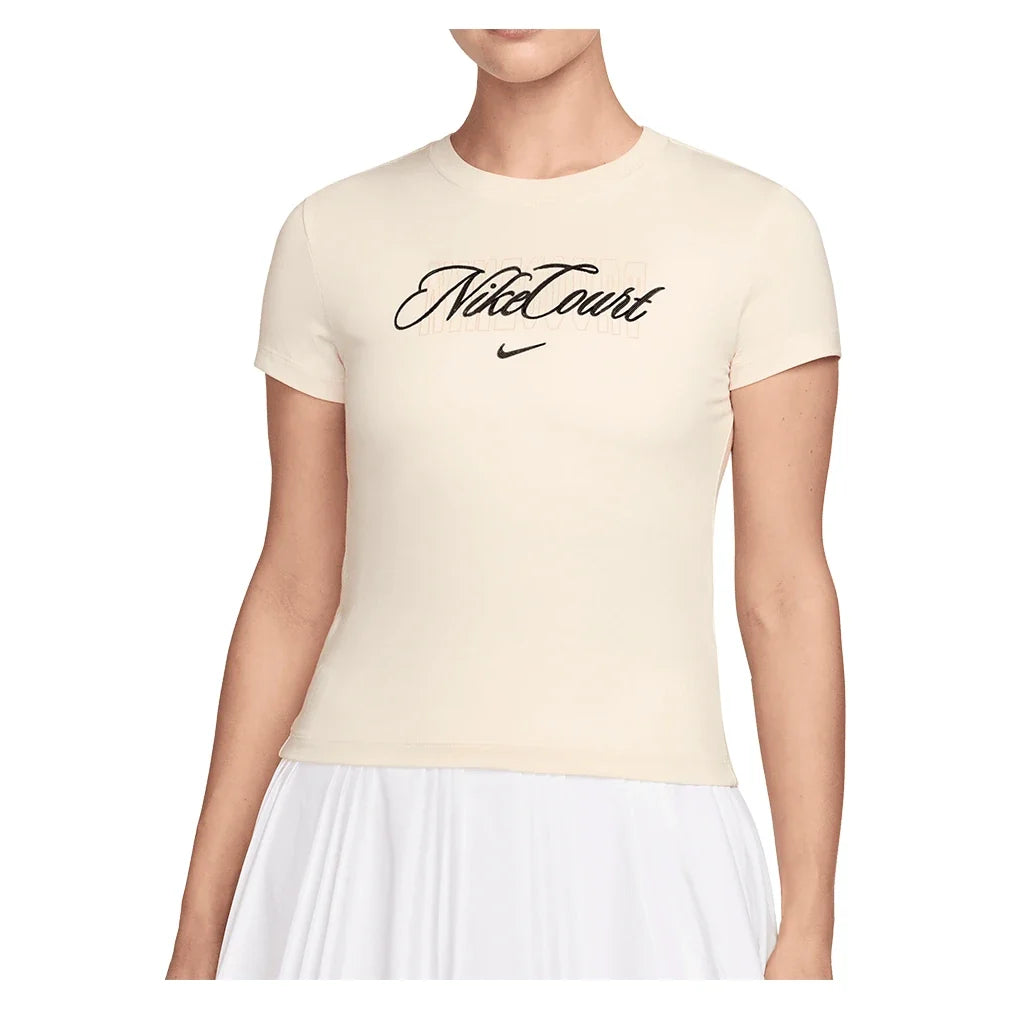 Women's Court Heritage Tennis Tee Chalk,Apparel,Nike,Chalk,XS,Tennis Express,IO4245-102