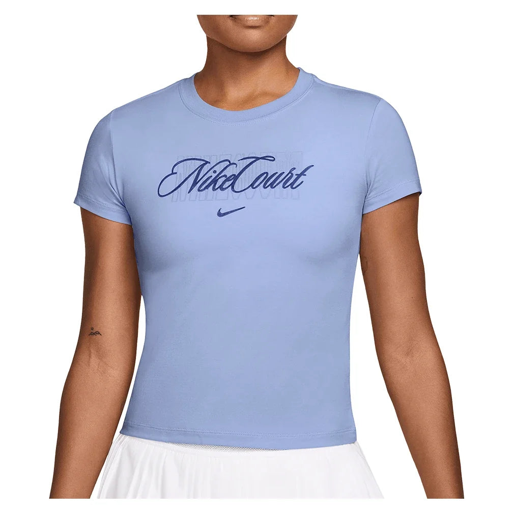 Women's Court Heritage Tennis Tee Aluminum,Apparel,Nike,Aluminum,XS,Tennis Express,IO4245-468F26