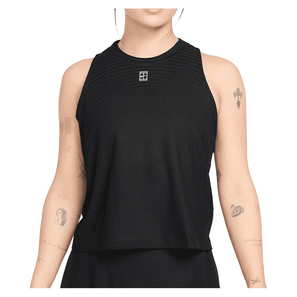 Women's Court Aero-FIT Advantage Tennis Tank Black and White,Apparel,Nike,Black/White,XS,Tennis Express,IR6054-010