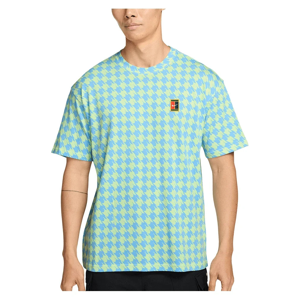 Men's Sportswear T-Shirt,Apparel,Nike,497 Football Blue/Lt Liquid Lime,XS,Tennis Express,IR6999-497