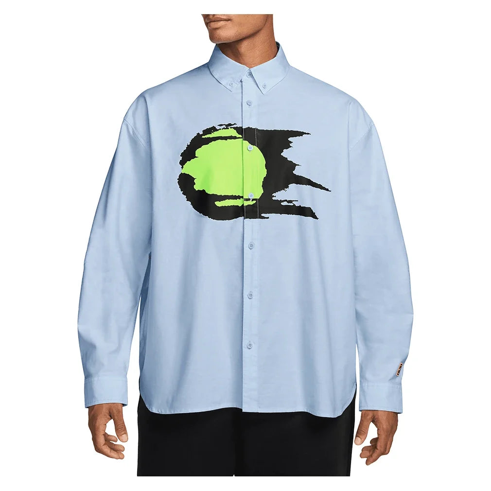 Men's Club Rules Long-Sleeve Sports Oxford Top,Apparel,Nike,407 Hydrogen Blue,XS,Tennis Express,IU0798-407