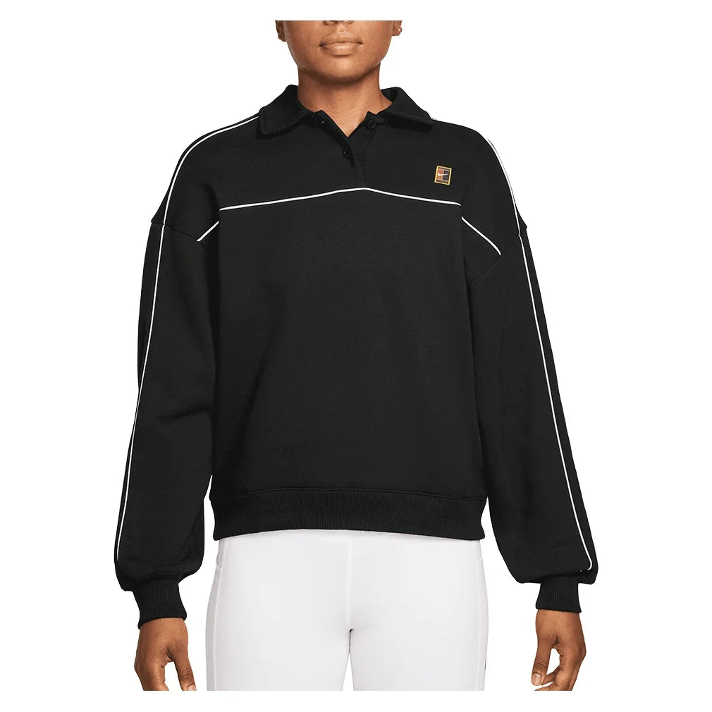 Women's Court Collection Long Sleeve Fleece Tennis Top Black,Apparel,Nike,Black,XS,Tennis Express,IU3253-010
