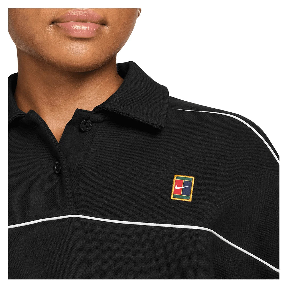 Women's Court Collection Long Sleeve Fleece Tennis Top Black,Apparel,Nike,,,Tennis Express,IU3253-010_2