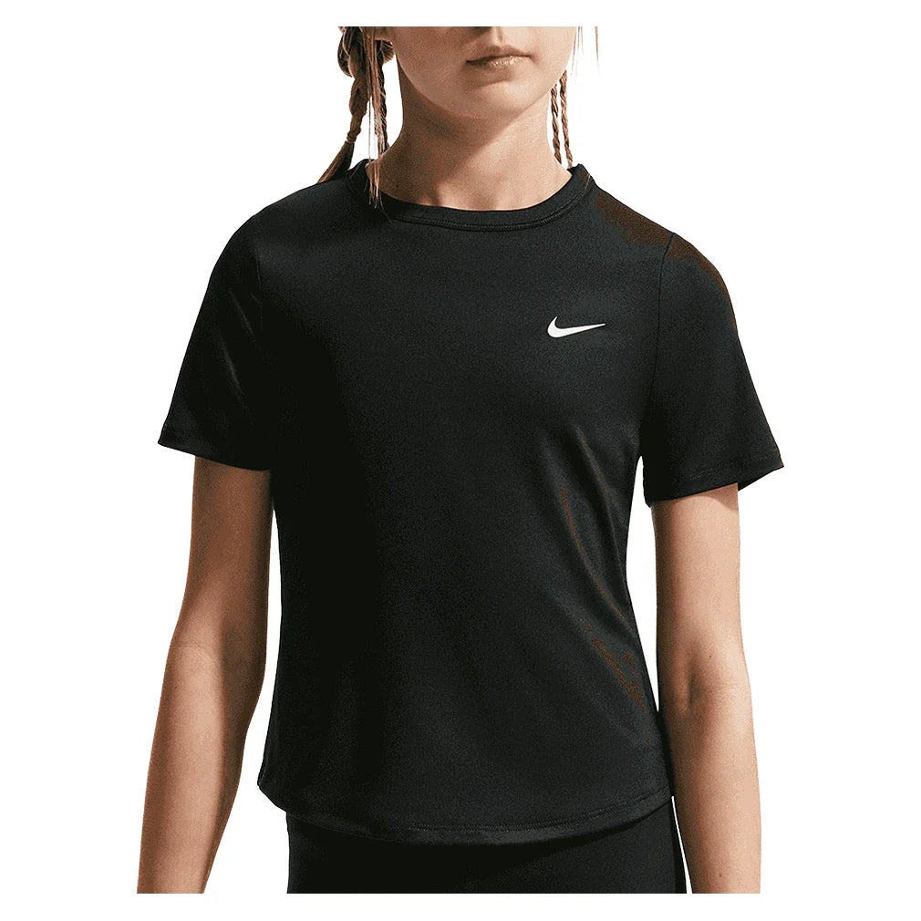 Girls' Dash Dri-FIT Short-Sleeve Training Top,Apparel,Nike,010 Black/White,XS,Tennis Express,IU3746-010