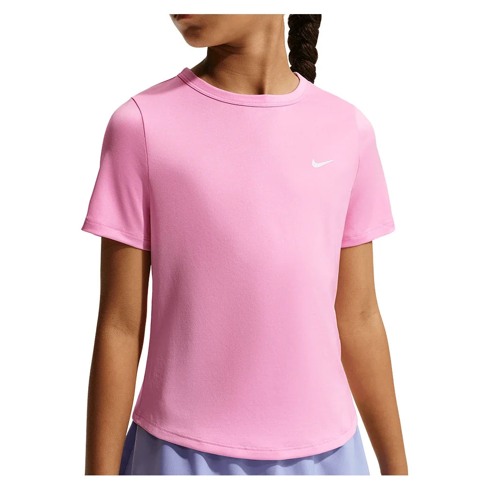 Girls' Dash Dri-FIT Short-Sleeve Training Top,Apparel,Nike,621 Pink Rise/White,XS,Tennis Express,IU3746-621