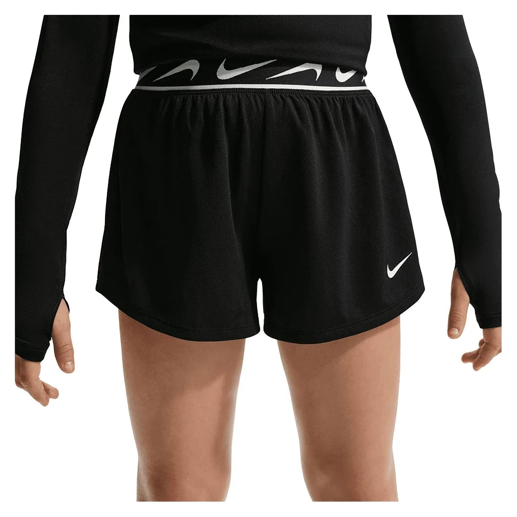 Girls' Dash Dri-FIT Mid-Rise Running Shorts Black and White,Apparel,Nike,,,Tennis Express,IV5475-010