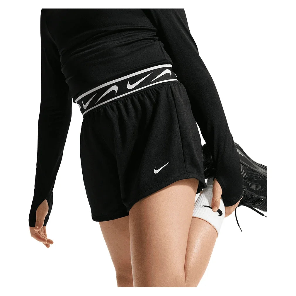 Girls' Dash Dri-FIT Mid-Rise Running Shorts Black and White,Apparel,Nike,,,Tennis Express,IV5475-010_1