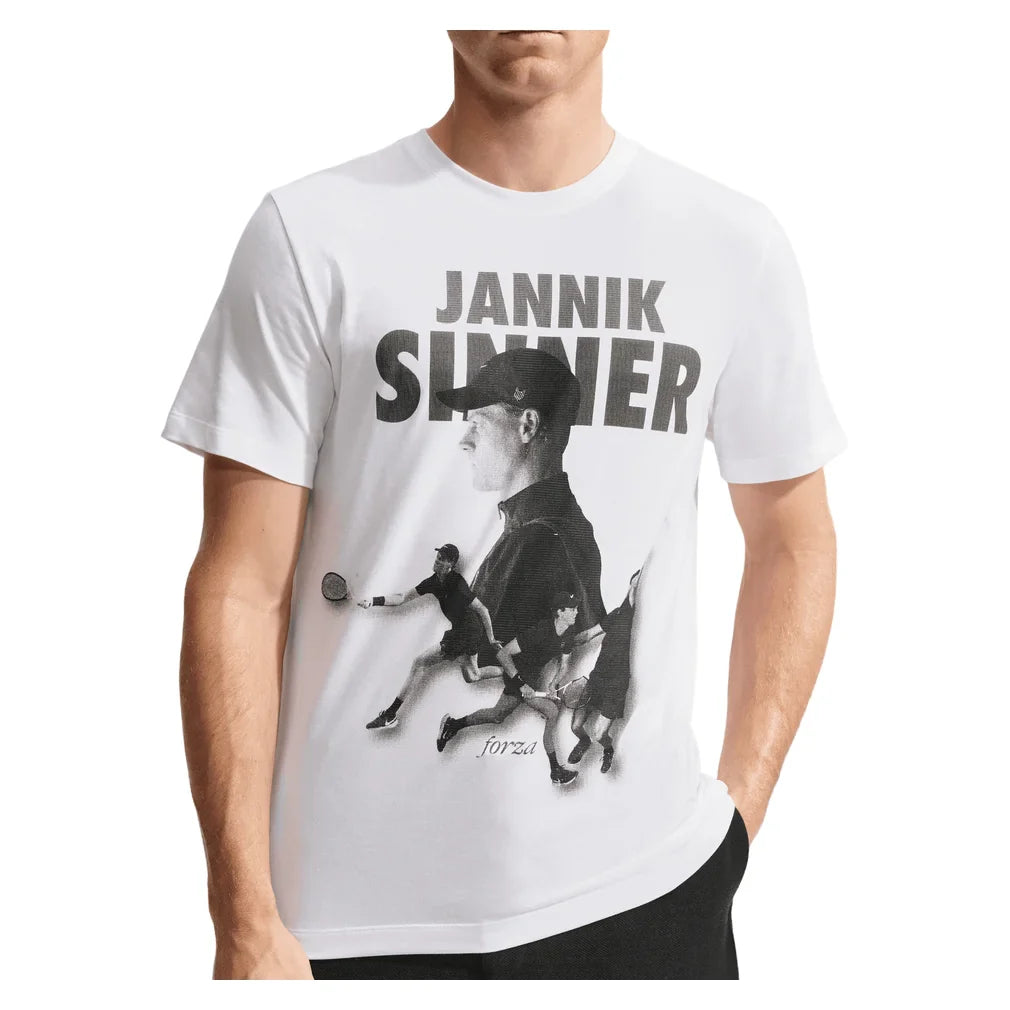 Men's Jannik Sinner Court Dri-FIT Graphic Tennis T-Shirt, Nike, 100 White, Tennis Express, IZ2725-H26-100-WHITE-1