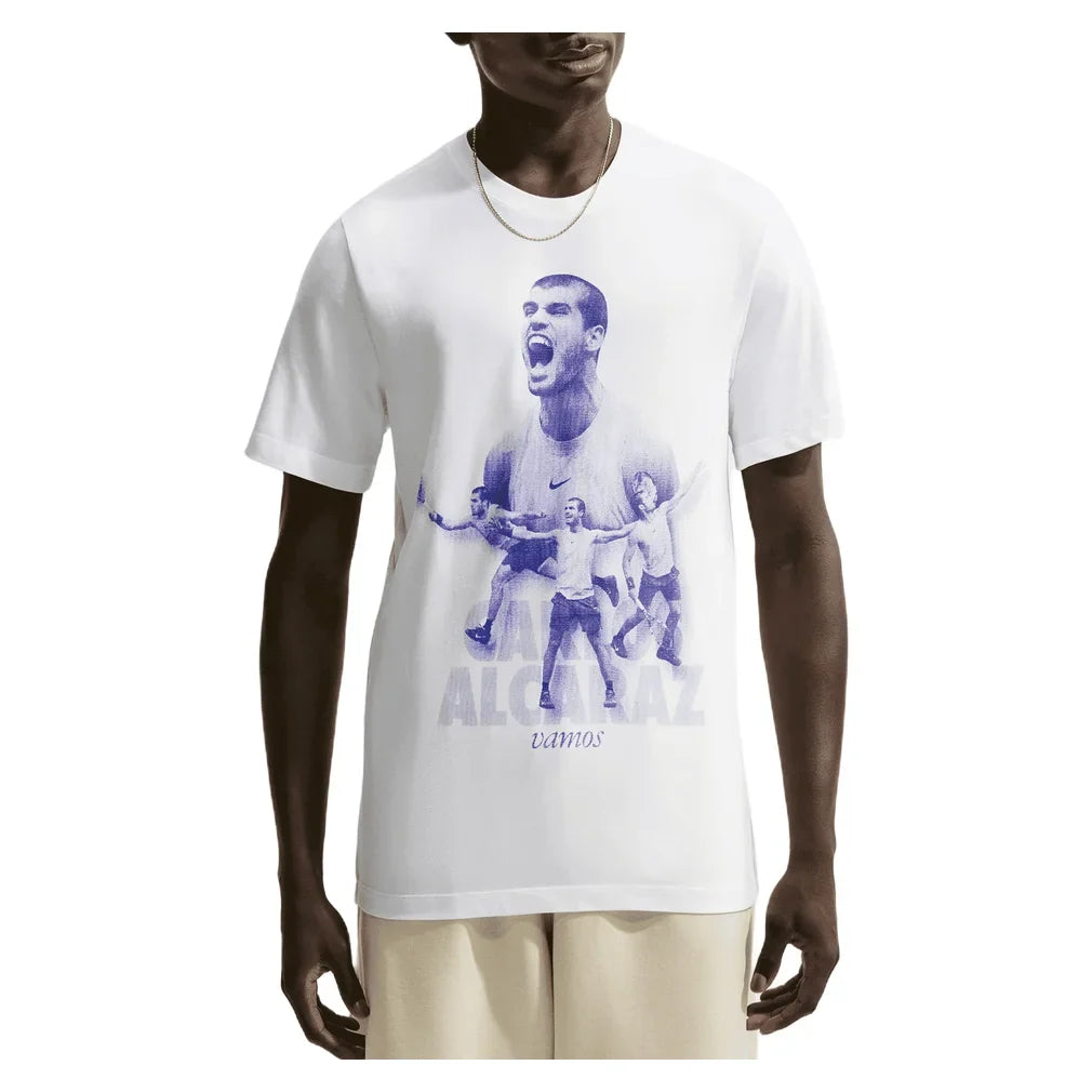 Men's Carlos Alcaraz Court Dri-FIT Graphic Tennis T-Shirt, Nike, 100 White, Tennis Express, IZ2727-H26-100-WHITE-1