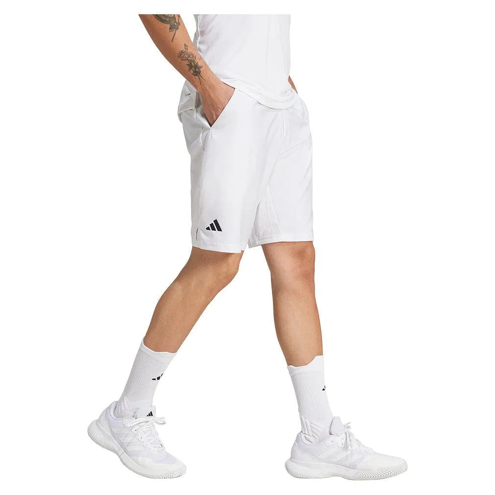 Men's Club 3 Stripe 9 inch Tennis Short White-Apparel-Adidas-JE0408-9-S25-5-Tennis Express