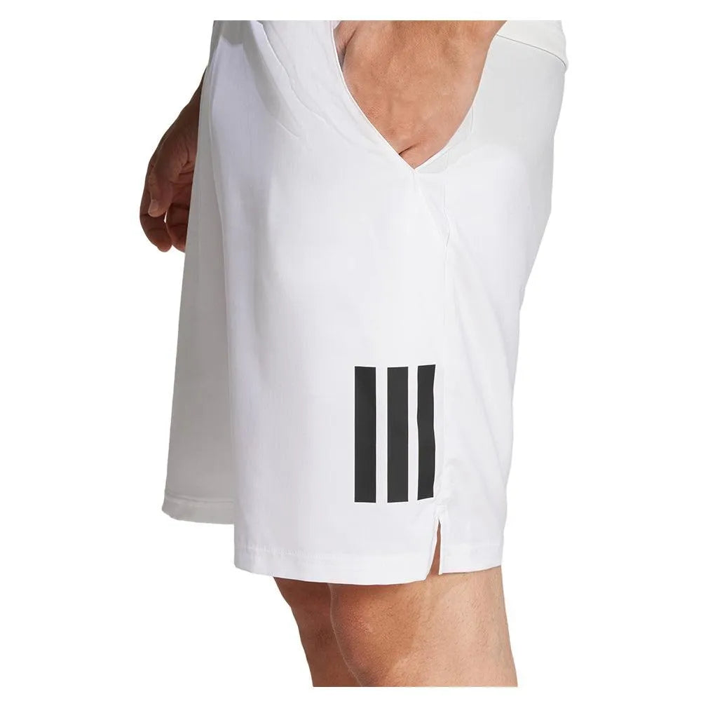 Men's Club 3 Stripe 9 inch Tennis Short White-Apparel-Adidas-JE0408-9-S25-6-Tennis Express