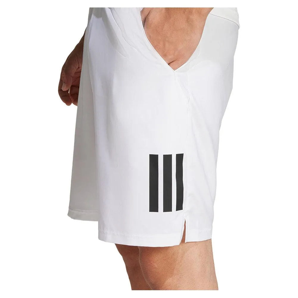 Men's Club 3 Stripe 7 inch Tennis Short White-Apparel-Adidas-JE0408_8-Tennis Express