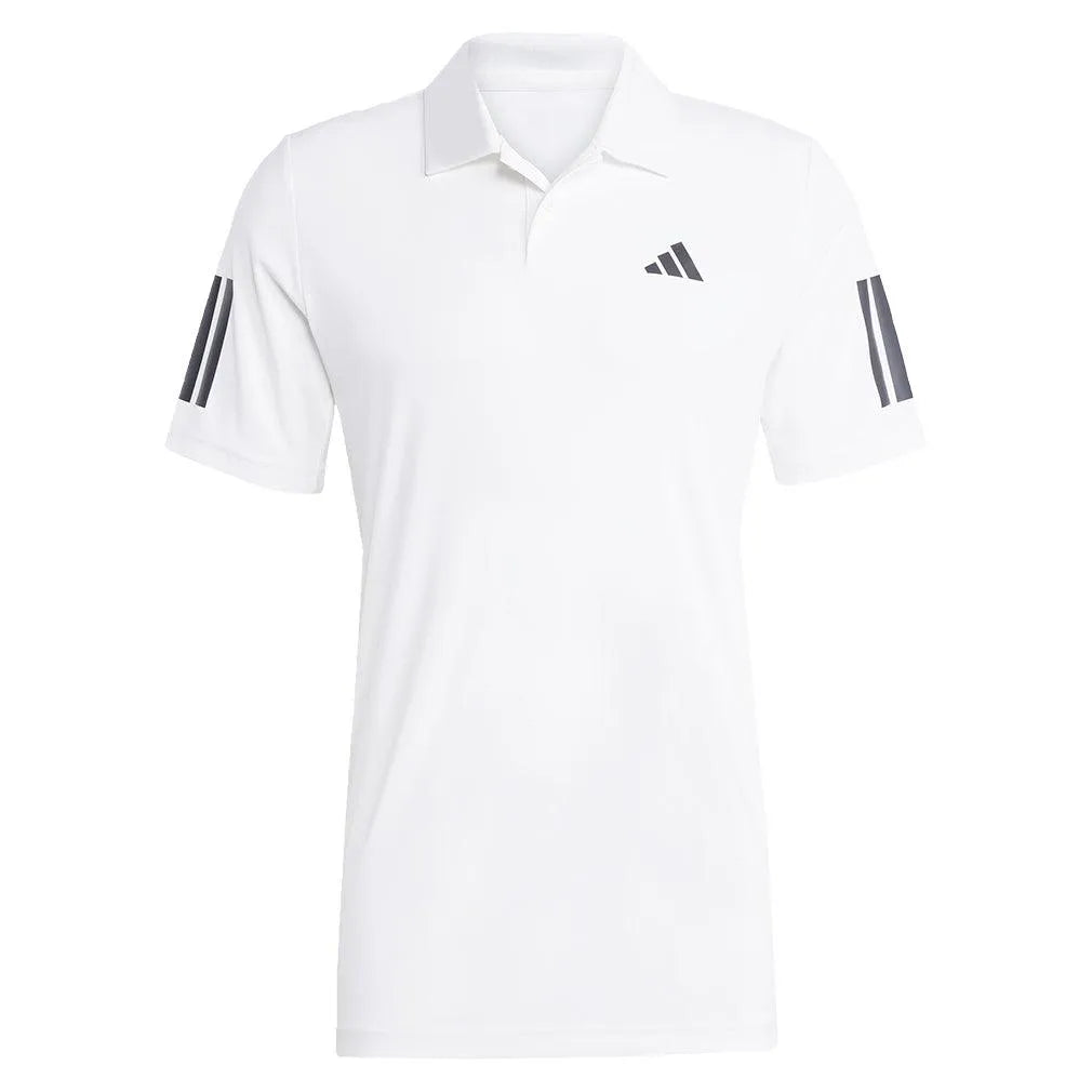 Men's Club 3 Stripe Tennis Polo White-Apparel-Adidas-JE0412-S25-1-Tennis Express