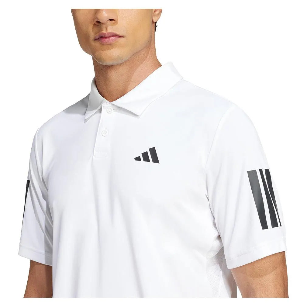 Men's Club 3 Stripe Tennis Polo White-Apparel-Adidas-JE0412-S25-6-Tennis Express