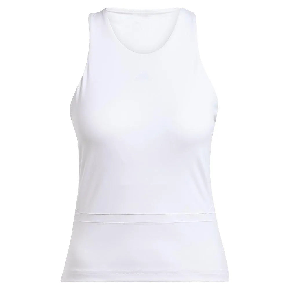 Women's Climacool Mid Length Y Tennis Tank White-Apparel-Adidas-JE7101-S25-Tennis Express