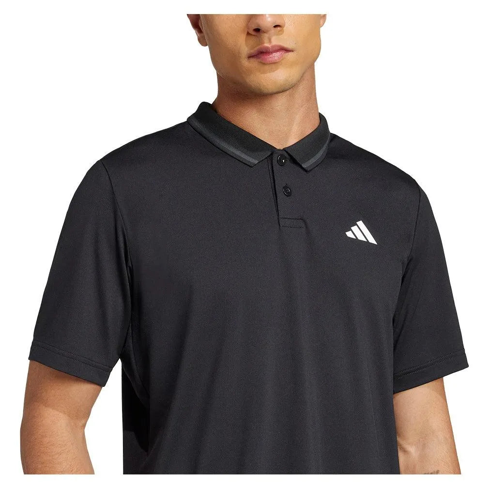 Men's Club Pique Tennis Polo Black-Apparel-Adidas-JF8424-S25-6-Tennis Express