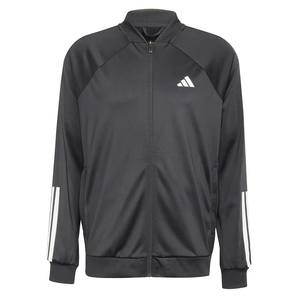 Men's 3 Stripe Knit Tennis Jacket Black-Apparel-Adidas-JH3279-S25-1-Tennis Express