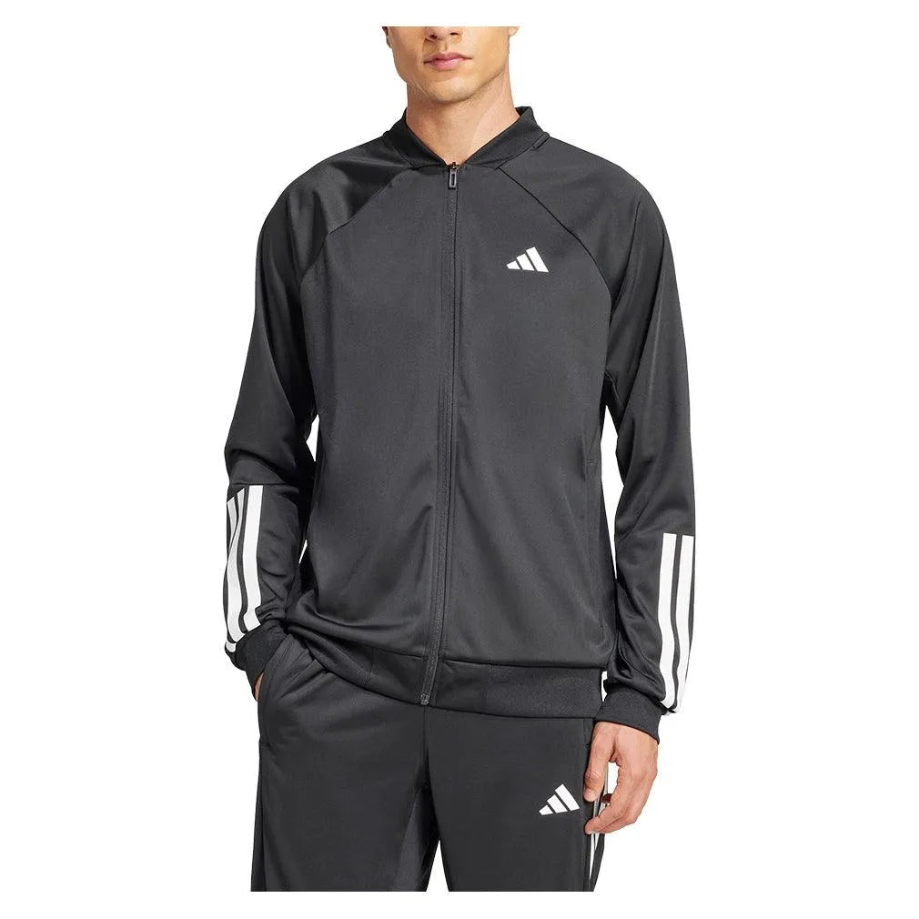 Men's 3 Stripe Knit Tennis Jacket Black-Apparel-Adidas-JH3279-S25-3-Tennis Express