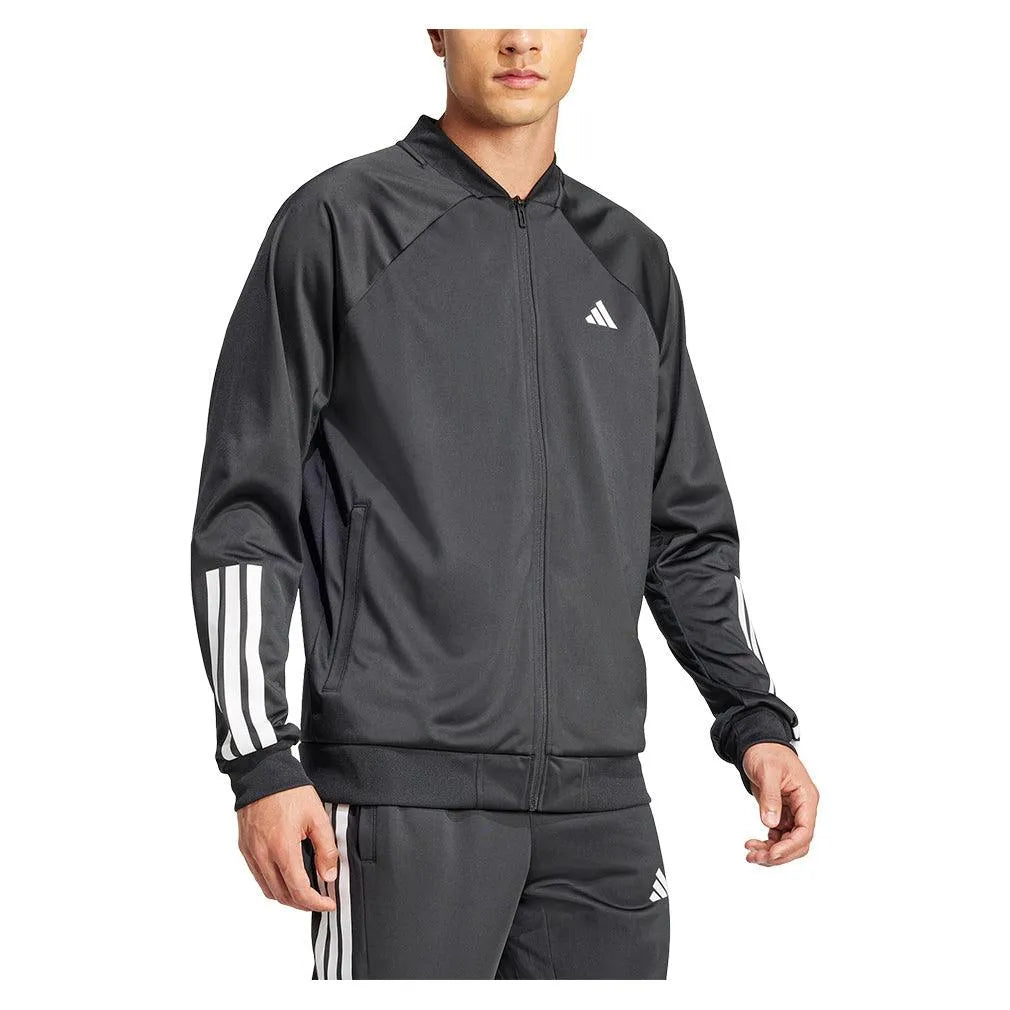 Men's 3 Stripe Knit Tennis Jacket Black-Apparel-Adidas-JH3279-S25-5-Tennis Express