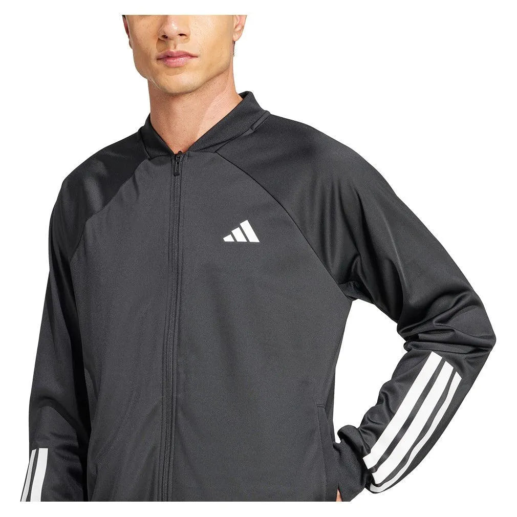 Men's 3 Stripe Knit Tennis Jacket Black-Apparel-Adidas-JH3279-S25-7-Tennis Express