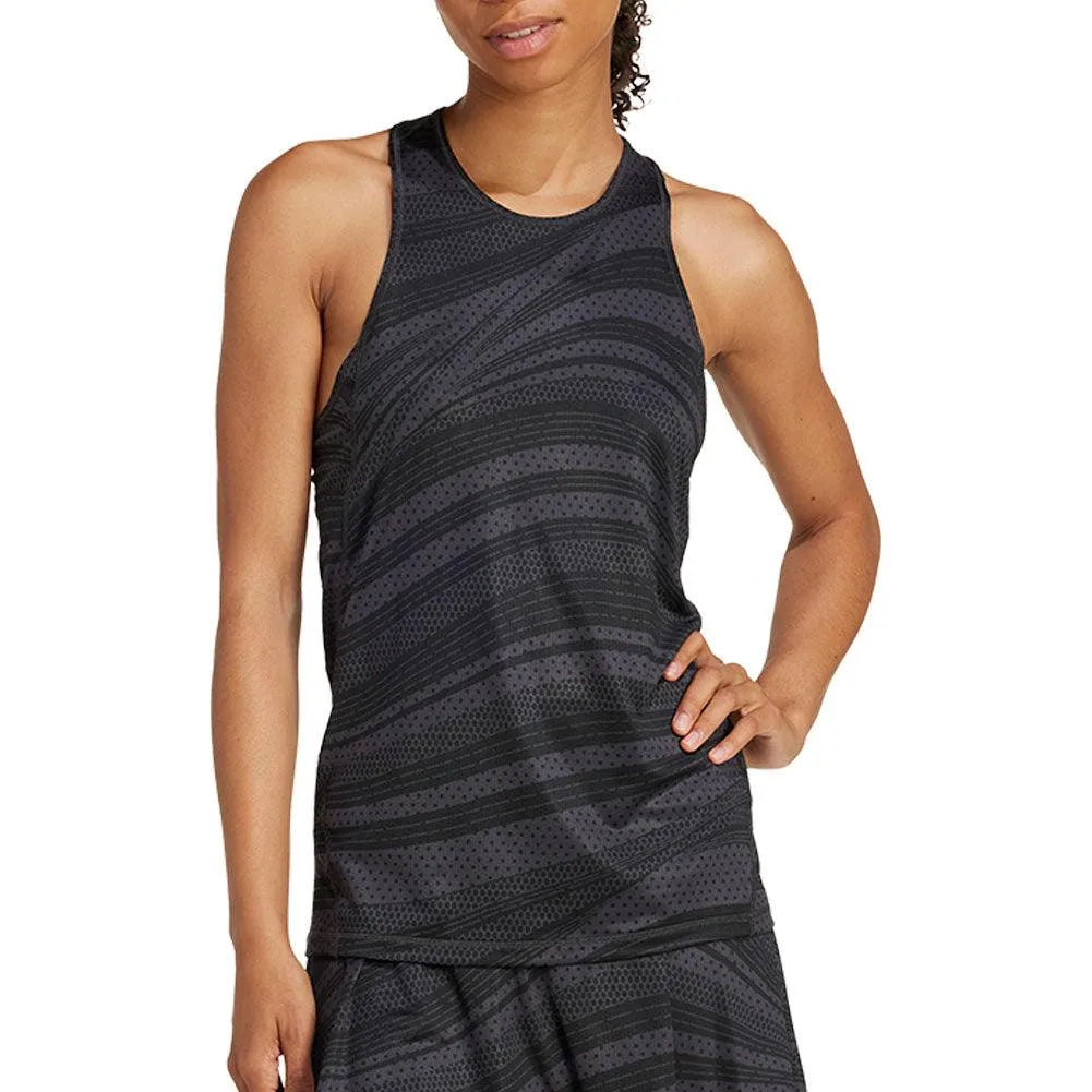 Women's Club Graphic Tennis Tank Carbon-Apparel-Adidas-JH3349-S25-1-Tennis Express