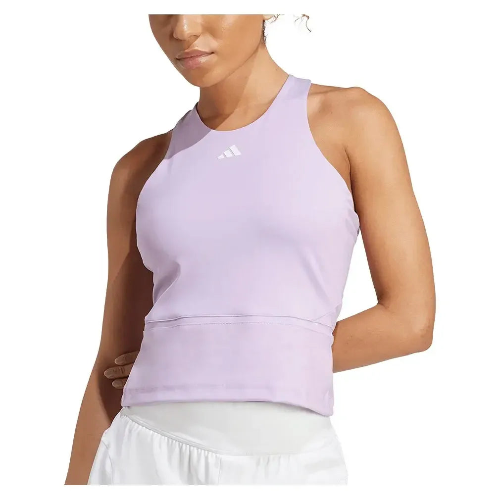 Women's CLIMACOOL Mid Length Y Tennis Tank Powder Plum-Apparel-Adidas-JW2991_2-Tennis Express
