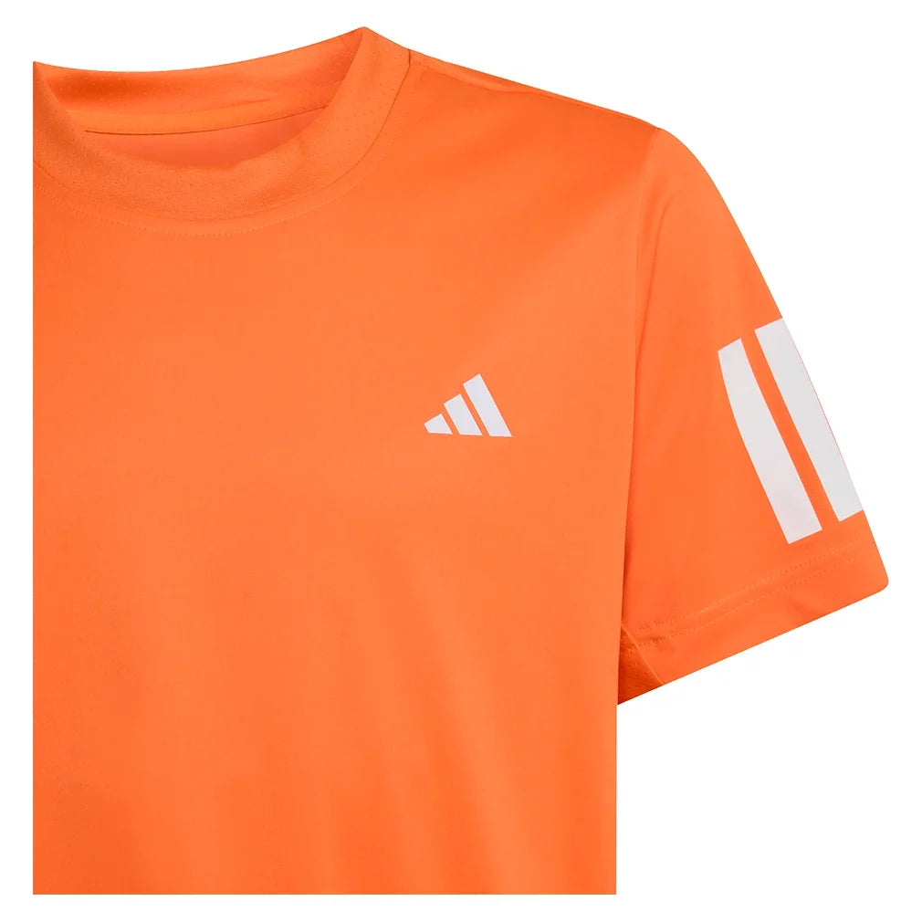 Boys' Club 3 Stripe Tennis Tee Pure Orange-Apparel-Adidas-KB9760-S26-2-Tennis Express