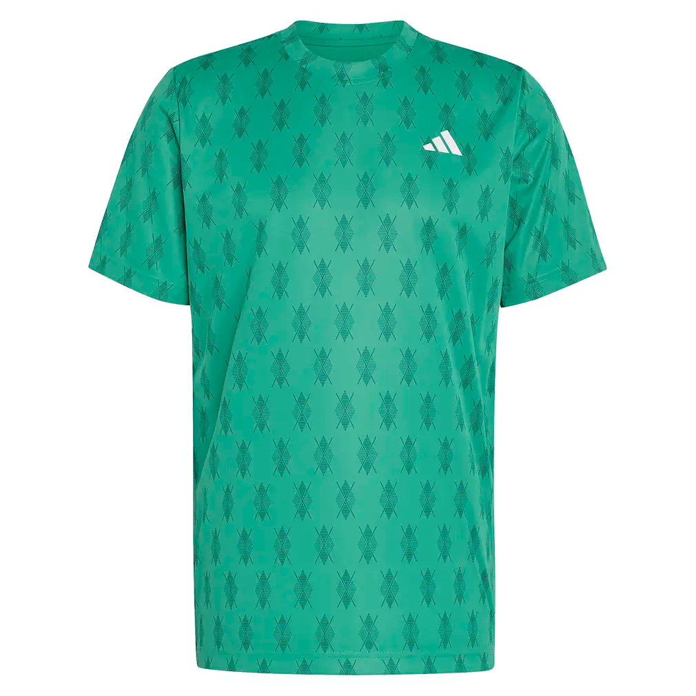 Men's Club Graphic Tennis Tee Semi Court Green,Apparel,Adidas,Semi Court Green,XS,Tennis Express,KD1744-1