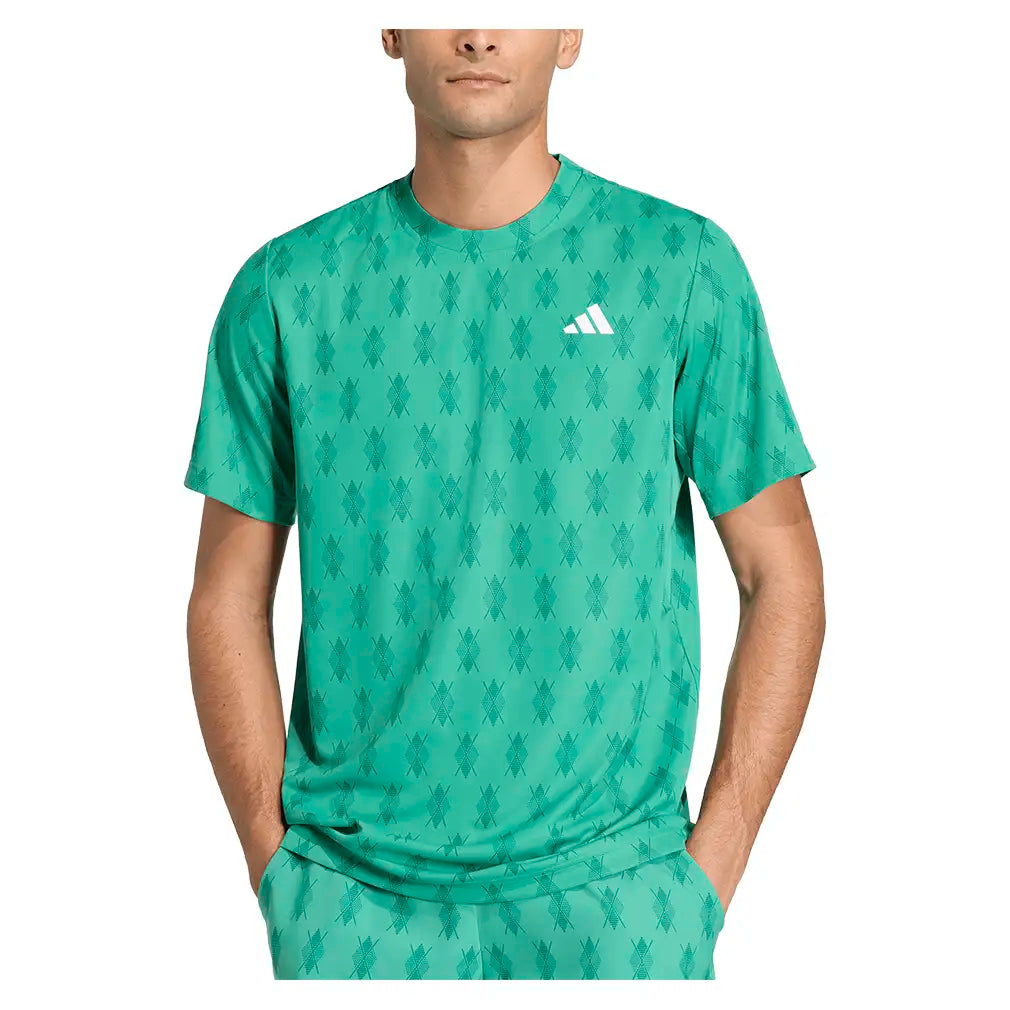 Men's Club Graphic Tennis Tee Semi Court Green,Apparel,Adidas,,,Tennis Express,KD1744-3