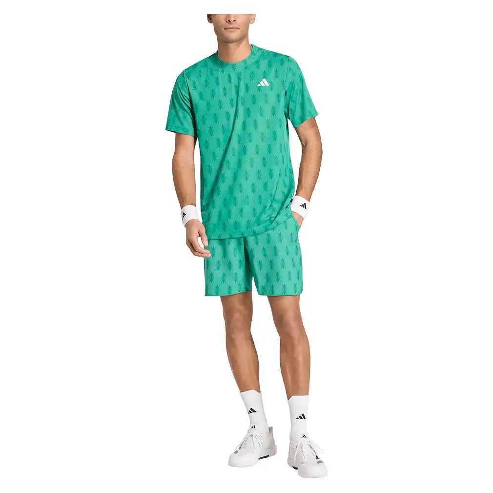 Men's Club Graphic 9 Inch Tennis Shorts Semi Court Green,Apparel,Adidas,,,Tennis Express,KD1753-5